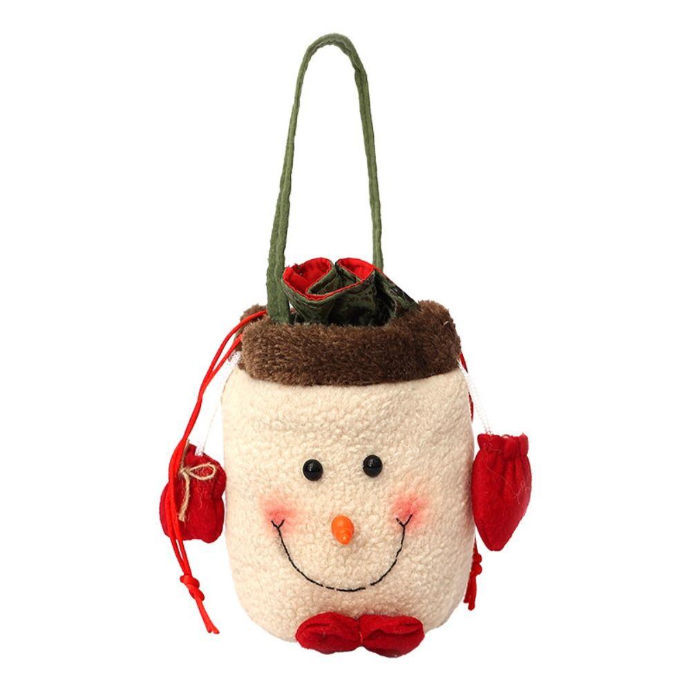 Cloth Christmas Candy Bag Plush Christmas Gift Drawstring Bags  Outdoor Christmas
