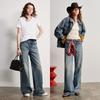 ChuYu Women's Light Blue Faded Wide-Leg Jeans
