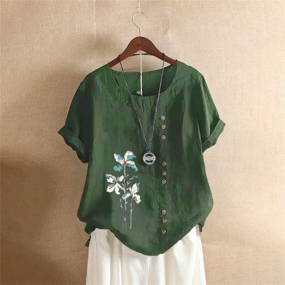 Sommer Damen Grafikdruck Damen Casual Locker Rundhals Kurzarm T-Shirt