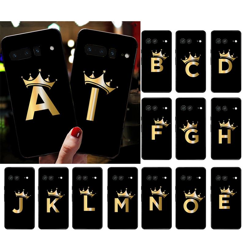 

Letter Gold crown Phone Case For Google Pixel 8 7 Pro 7A 7 6A 6 Pro Pixel 8A 4A 3A 4 XL Pixel 5 6 4 3 3A XL Shell