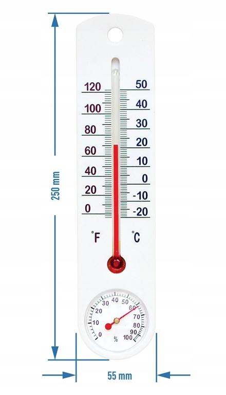 Indoor Thermometer with Hygrometer, White, 25 Cm