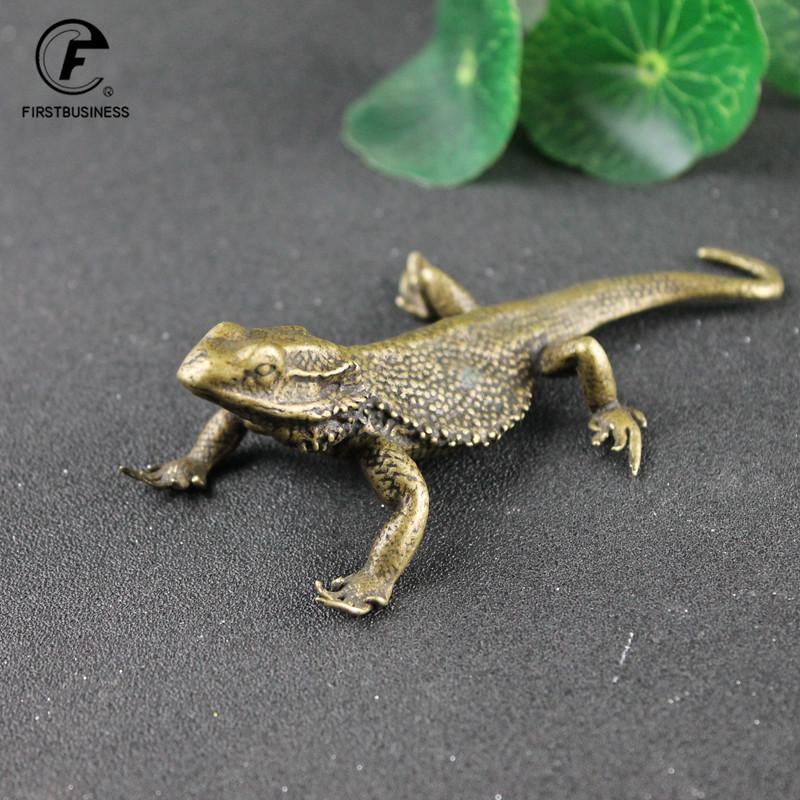 Classical Small Tea Pet Lizard Figurines Miniatures Pure Copper Decoration Accessories Desktop Toy Ornaments Vintage Simulation