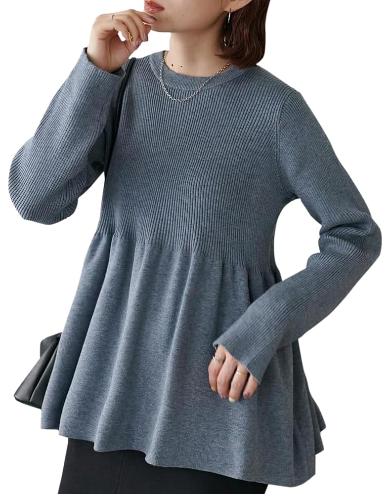 Colors Ribbed Peplum Pullover DCZ10A2105A0016 Free Size Gray [Discoat] [New Added/Revival] [WEB Exclusive]