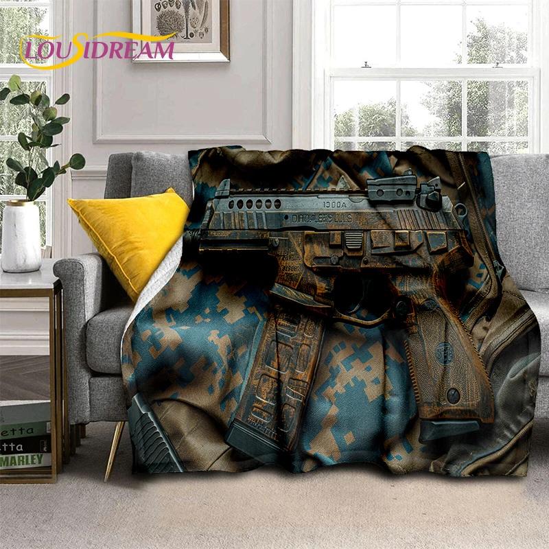 29 Style Retro Guns Pistol Ammunition Bullet Cartridge AK M4 Soft Flannel Blankets,Throw Blanket for Picnic Beds Sofa Bedroom