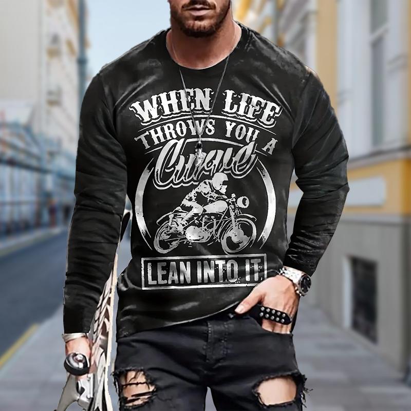 Men's Dragon King Prints T Shirt Long Sleeve Shirt Crew Neck Outdoor Street 3D Print Clothing Apparel