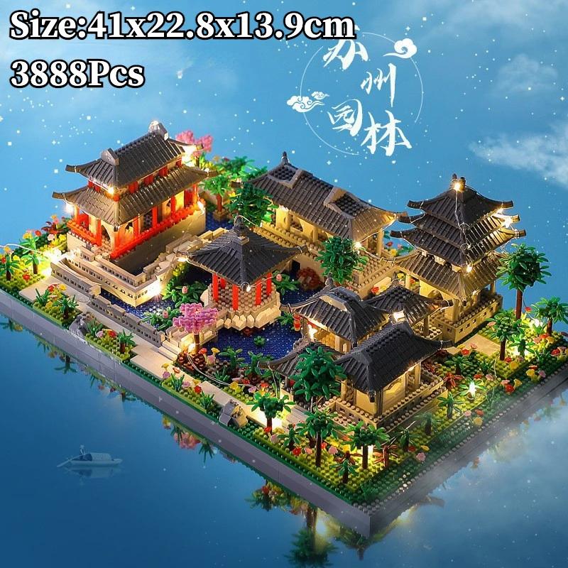 China'S Classical Suzhou Garden Landscape Building Blocks Ancient Model Mini Diamond Bricks Toy Gift For Adult Kid