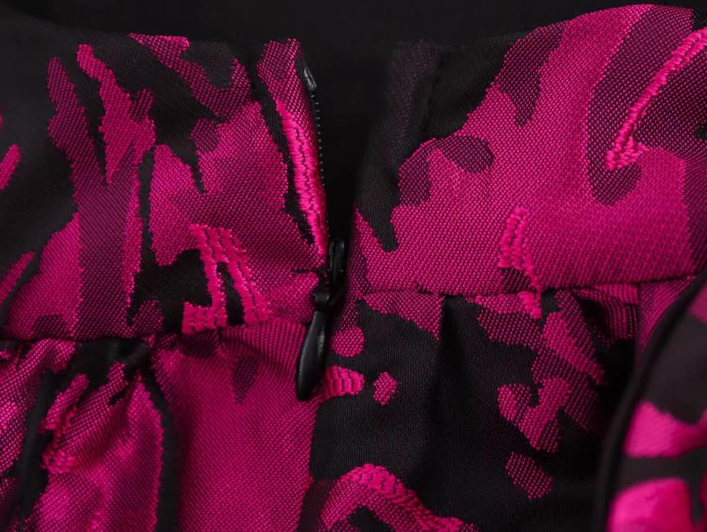 2025 Spring Women's European-American Style Jacquard Backless Tie-Up Slip Dress