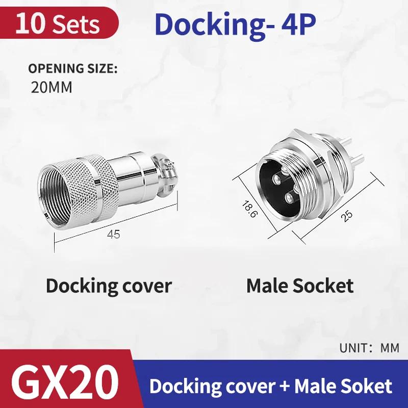 10Set GX20 Docking 2/3/4/5/6/7/8/9/10 Pin Male Female Butting Wire Cable Circular Aviation Socket Plug Panel Connector