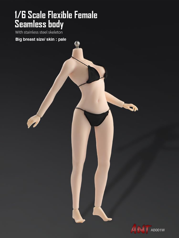 Toys Hobbies Scale Action Figure ANT AB001W White Pearl Skin Super Flexible Seamless Body Large Bust No Clothes Female Body & [TOYBARJAPAN] 1/6