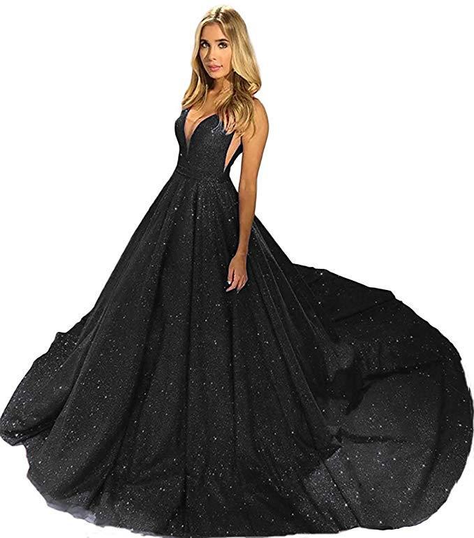 2024 Spaghetti Strap Crystal V-Neck Backless Evening Gown