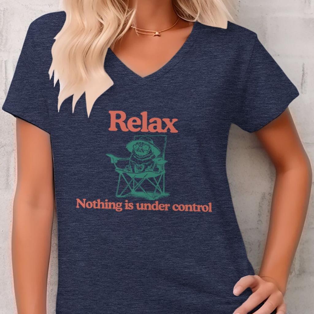 Funny Dog Mom Retro Vintage Shirt Relax Nothing Is Under Control T Shirts Letter Print Dog Lover Gift Fashion Womens Clothing