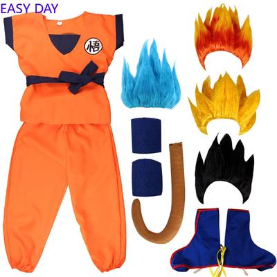 Barn Anime Son Goku Cosplay Kostymer Krillin Treningsklær Superhelt Antrekk med Super Saiyan Parykk Comic Con Festkostyme