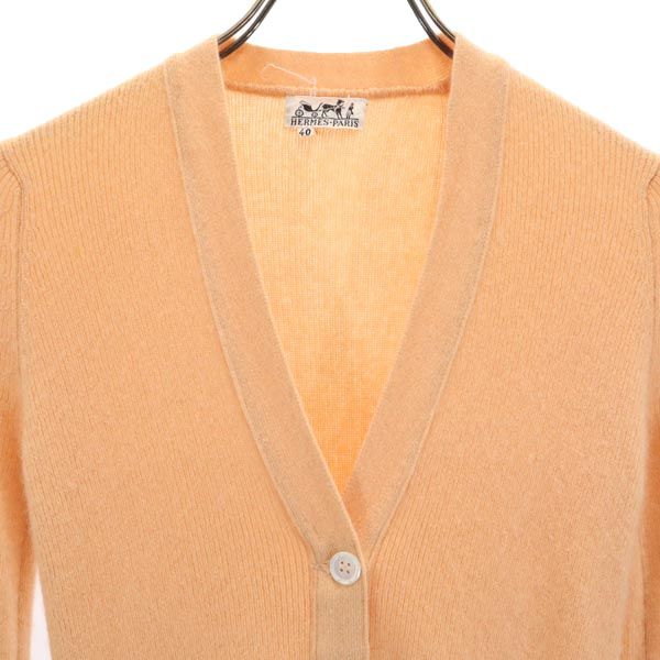 HERMES Long sleeve Silk knit cardigan 40 Orange series Women Used