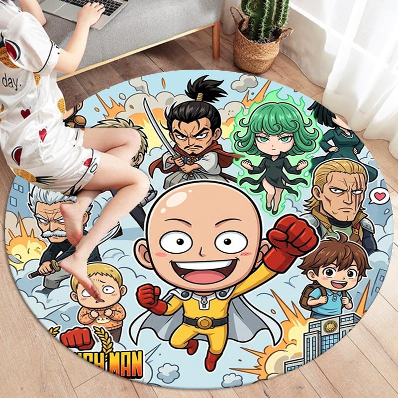 Onepunch Man Round Area Rug Carpet Rug For Living Room Bedroom Sofa Playroom Decor Nonslip Floor Mat