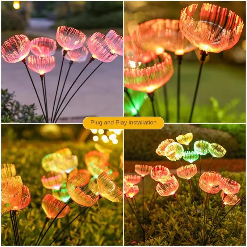 Solar Jellyfish Lights Garden Mushroom Decoration Lamp Outdoor Landscape Ground Insert Lawn Light Christmas Halloween Party