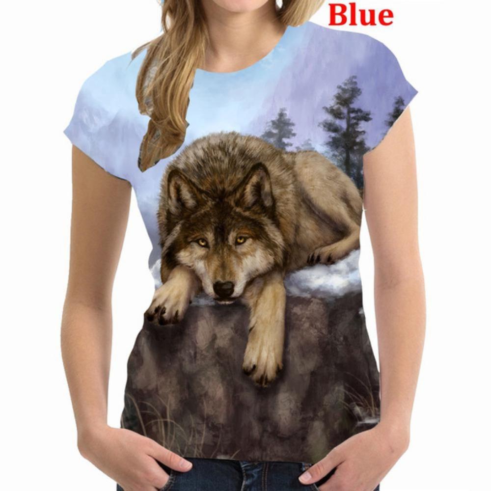 

Женская новая мода 3D футболка с принтом волка, футболка с короткими рукавами и изображением животных, женская блузка, топы 6XL