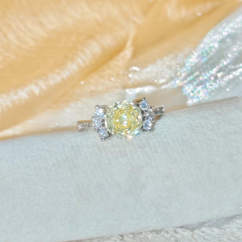 Sweet 925 Sterling Silver Light Luxury Rose Cut High Carbon Diamond Ring Sweet Candy Shape Cute JewelryGood Product