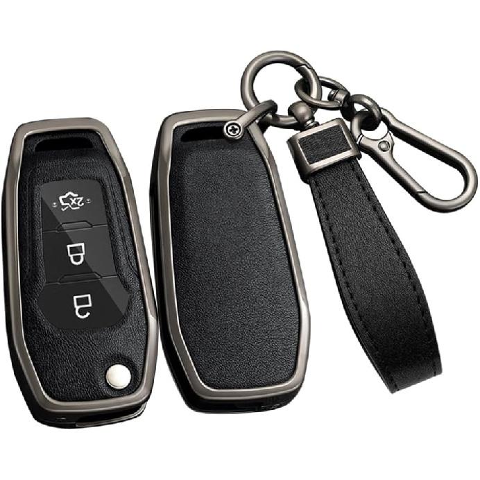 

ontto 3-Button Car Key Case Fit for Ford Flip Folding Key Remote Key Fob Holder for EcoSport Escort Explorer F-150 F-250 F-350 F-450 F-550 Super Duty Black Shell-black