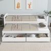 [29596364WAA] Cama de Dia, Cama de Solteiro e Casal, Cama Auxiliar com Rodízios por Baixo, com 2 Gavetas de MDF, Estrutura de Madeira Maciça, Branco (200x90cm/190x90cm)