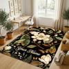 Alfombra de Terciopelo de Cristal con Temática de Jardín Floral Alfombrilla Suave Personalizada con Nombre y Texto Decoración del Hogar