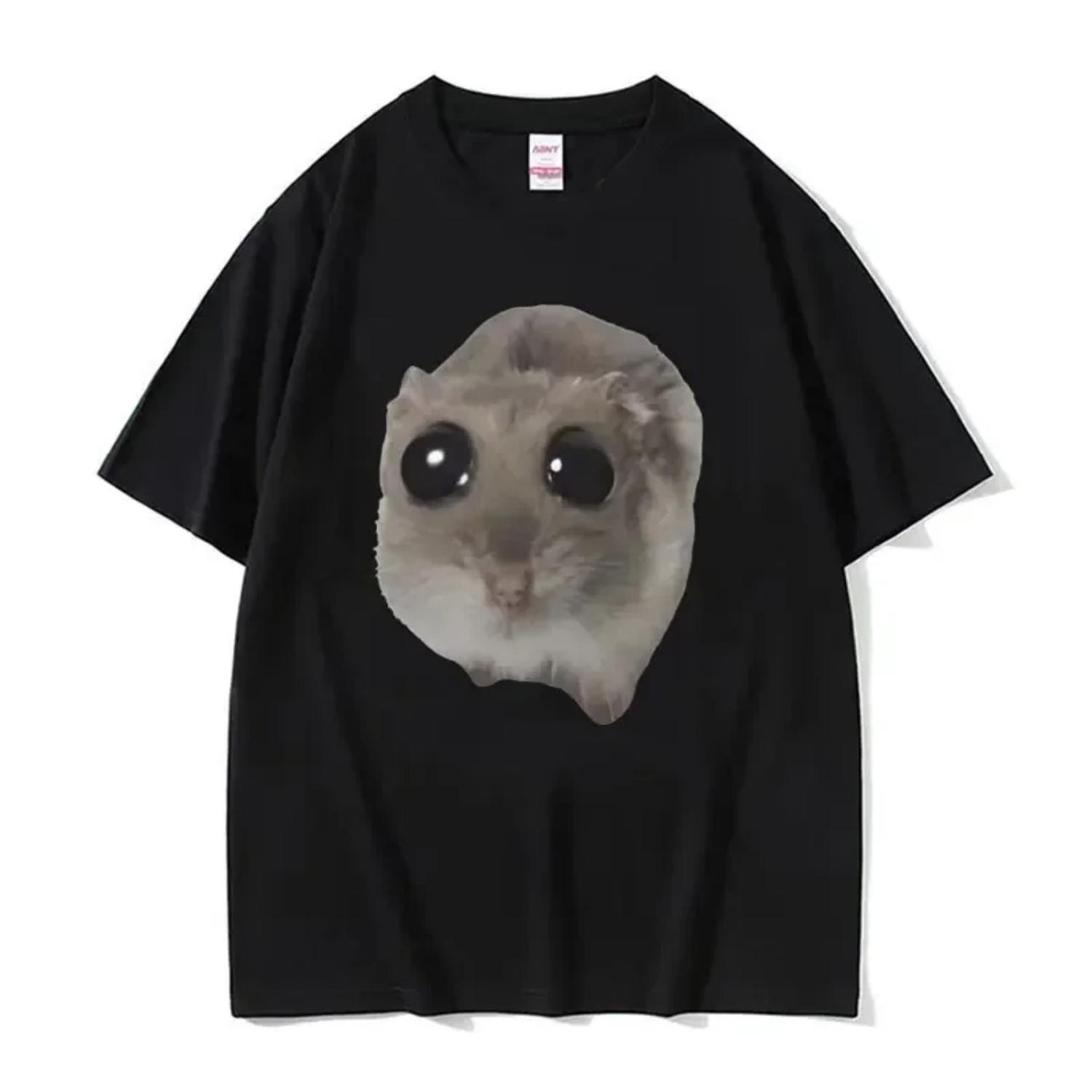 Funny Sad Hamster Expression Pack Crying Big Eyes Cute Mouse T-shirt Female Fashion Kawaii Clothing T-shirt T-shirt Women Y2K XXXXXL разноцветный