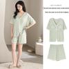 Women's Modal Cooling Pajamas with Built-in Bra, Short-Sleeved, Skin-Friendly, Solid Color, Suitable for Outdoor Wear