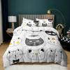 Animal Duvet Cover Set Cartoon Kittens Funny Smiling Doodle Humorous Twin Bedding Set Polyester Quilt Cover