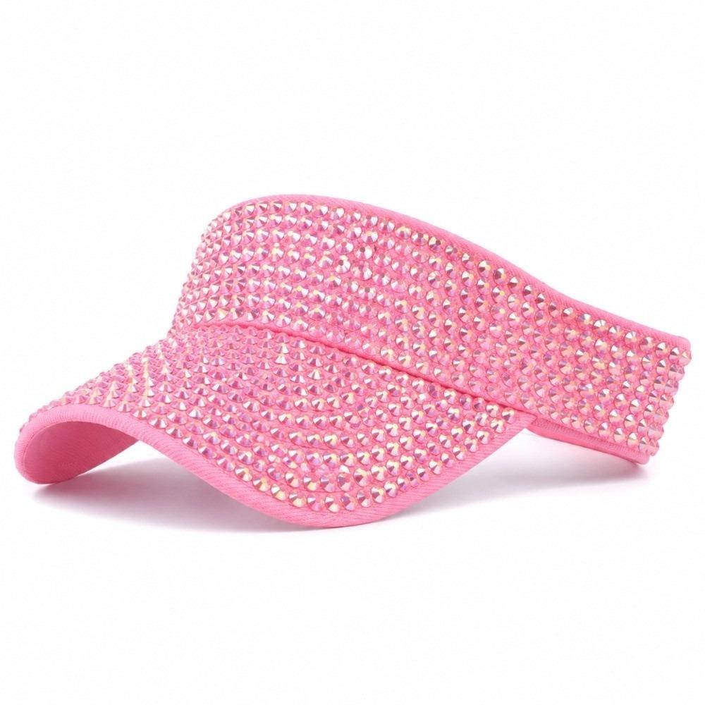 Rhinestone Decor Rhinestone Sun Visor Hat Shiny Top Hat Visor Bling Baseball Cap City Walking