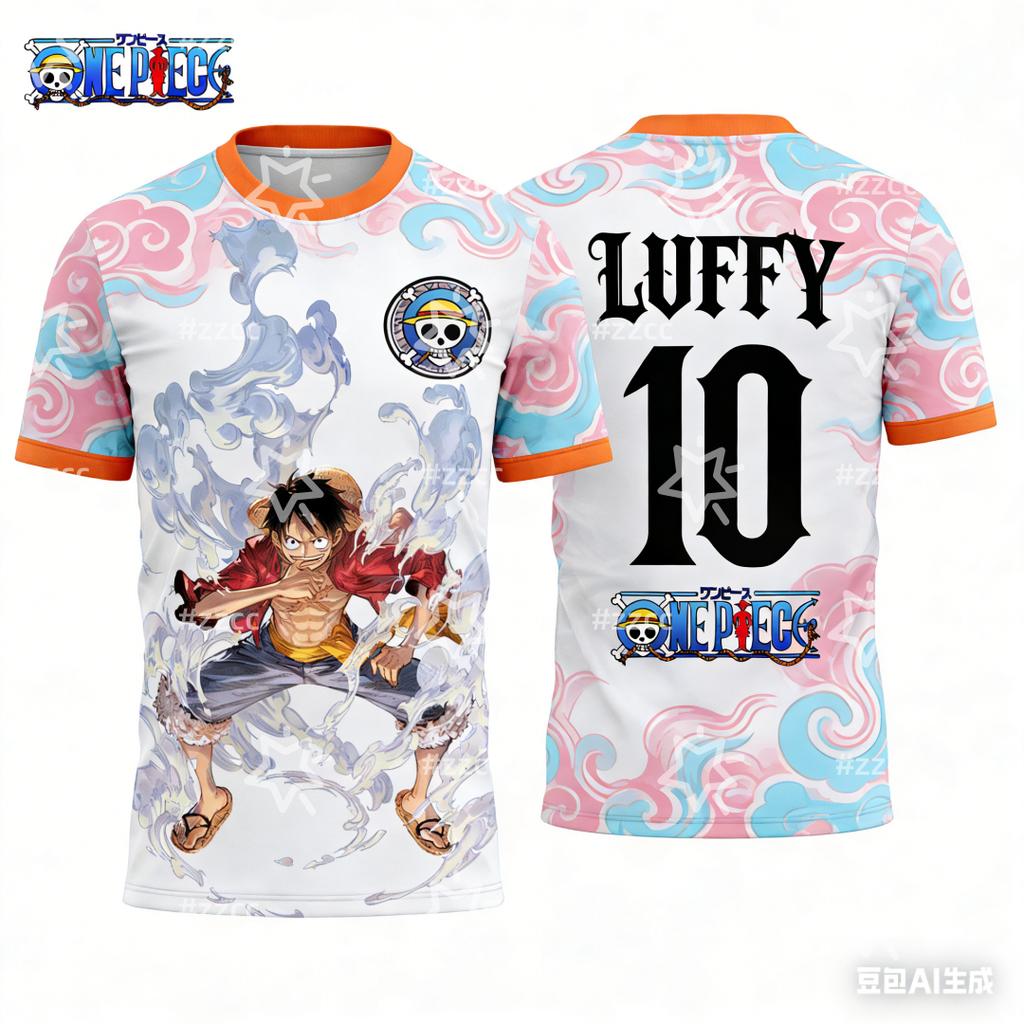 2026 One Piece Luffy Japanischer Anime Grafik T-Shirt Fußballtrikot Herbst Sport Schnelltrocknend Herrenbekleidung T-Shirt