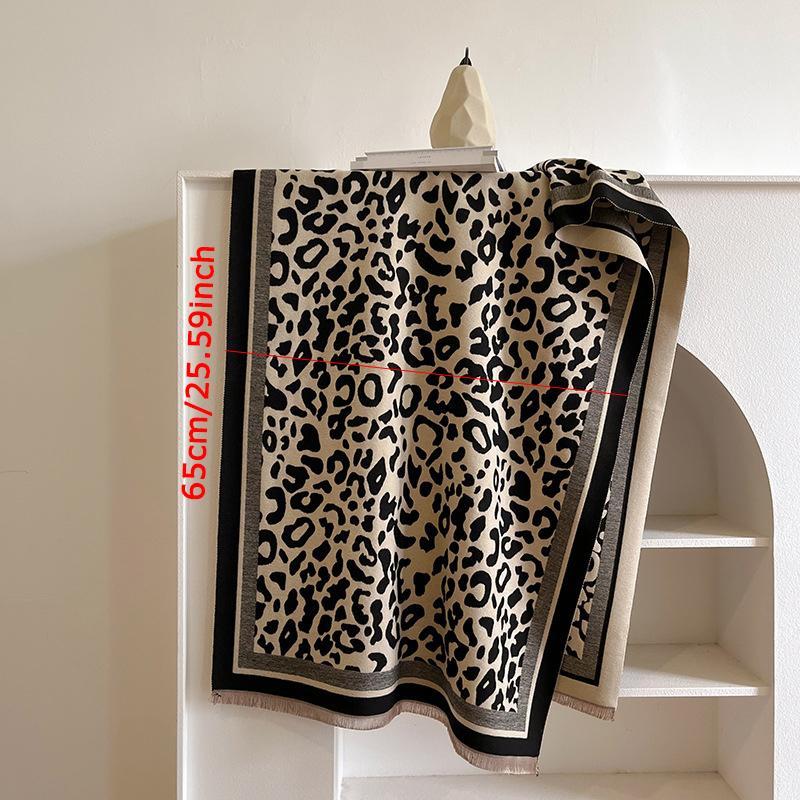 WTEMPO 1PC American Retro Fashion Windproof Leopard Printed Scarf Fall Winter Warm Commuting Party Club Cold-proof Scarf