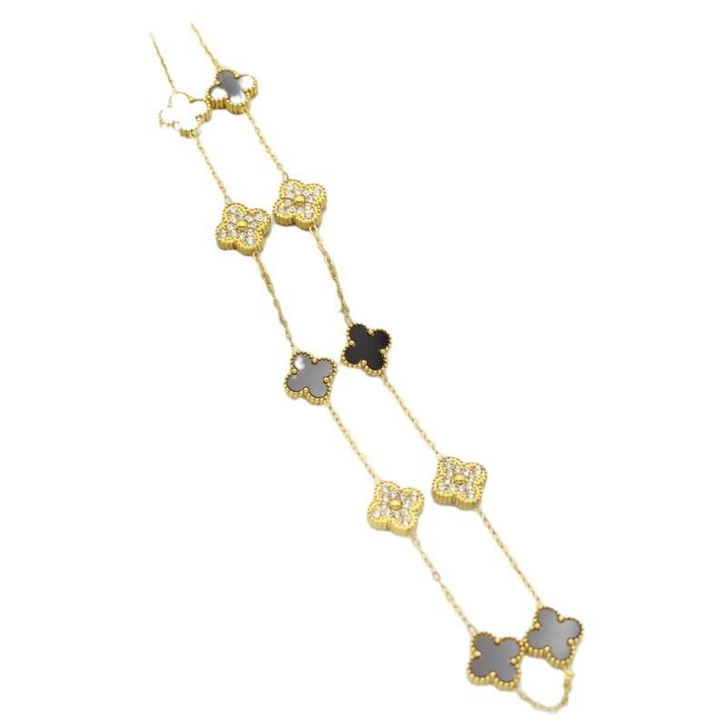 10 Flower Sweater Chain Double-sided Four-leaf Clover Necklace Accessible Luxuryfashion Flower Pendant Clavicle Chain Necklace