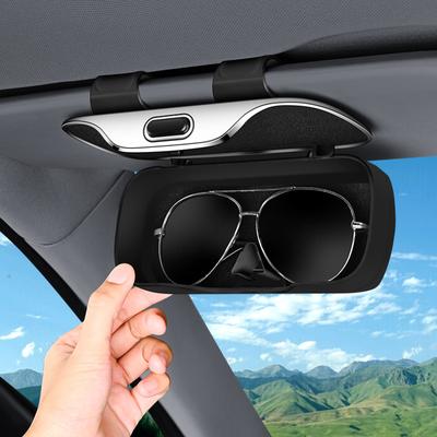 Portable Press Switch Car Glasses Box Stable Shock-proof Car Sunglasses Holder ABS Expansion Space Eyeglass Case Sun Visor