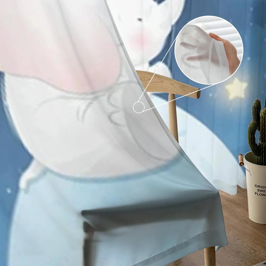 Cute Elephant And Star Sheer Curtains Bedroom Voile Curtain Living Room Window Sheer Curtains Kitchen Tulle Drapes