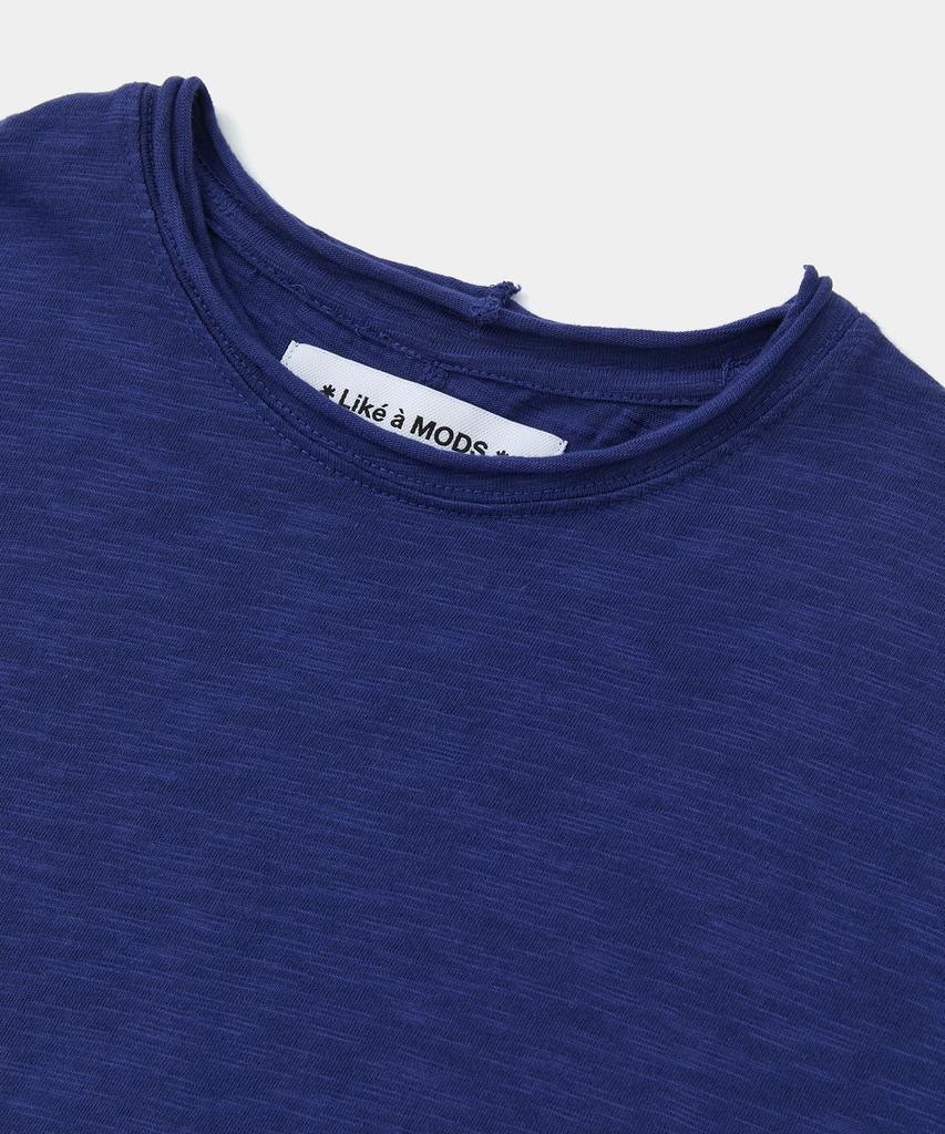 Laikeueomojeu Cutoff One-Wash Crop Short Sleeve Tee_Blue