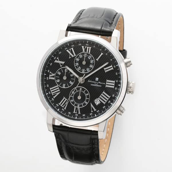 Authentic Salvatore Marra Wristwatch SM22103-SSBK, Water Resistant, Date Display, Leather Strap, SSBK [Parallel Import]