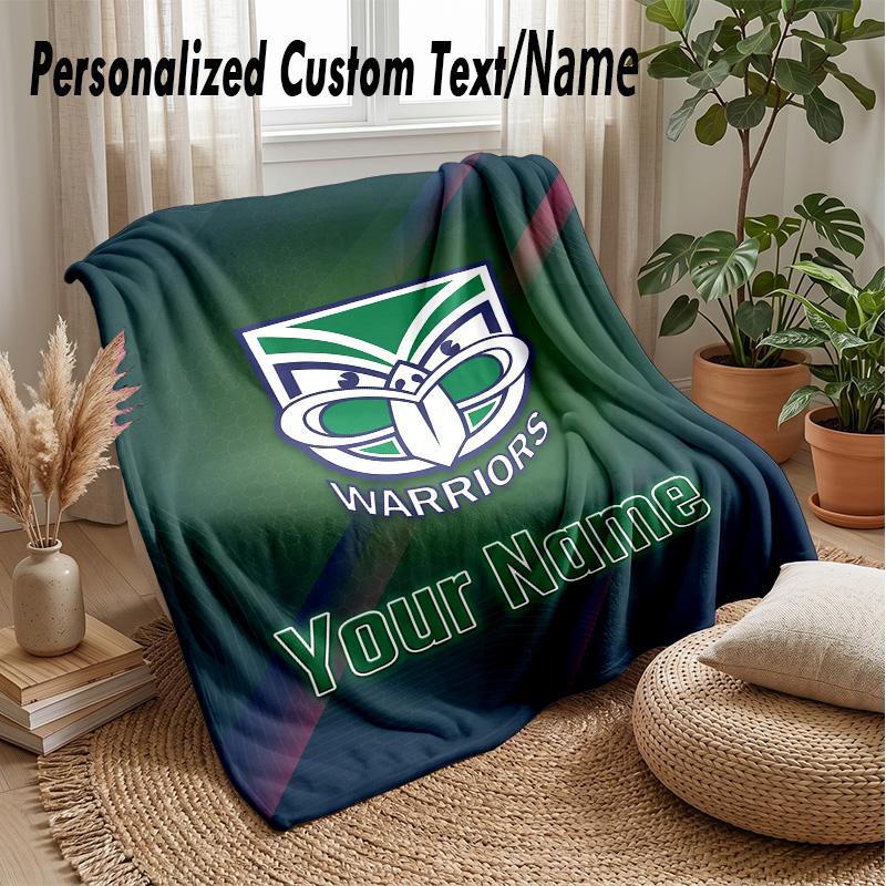 Wigan Warriors Custom Flannel Throw Blanket Print Your Name Text Soft Warm Blanket Holiday Present