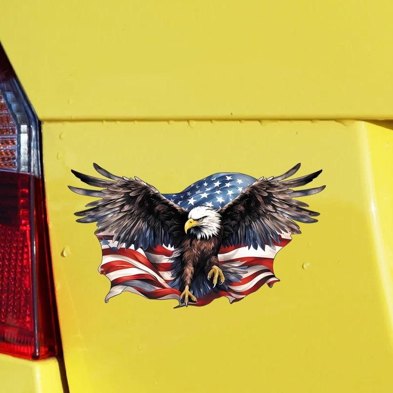 USA Whitehead Eagle Flag Reflective Decal, Premium Waterproof High Visibility Sticker for Car Motorcycle Styling
