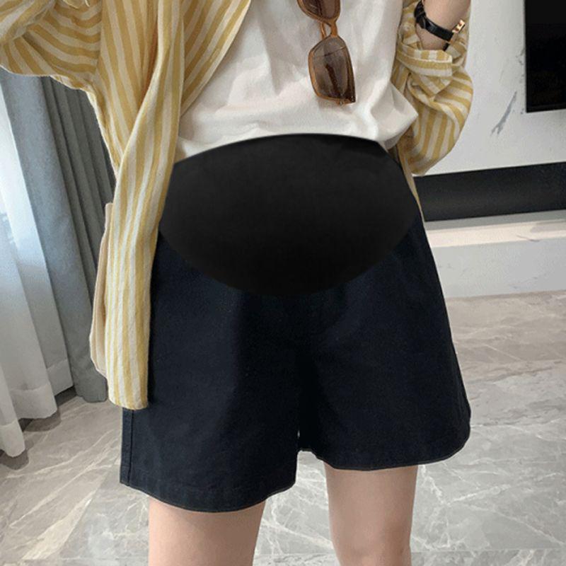 

White Wide-Leg Maternity Shorts: Slimming, Loose, Tummy Support, Korean Style, Summer Outerwear One Size [80-110 lbs] чорний