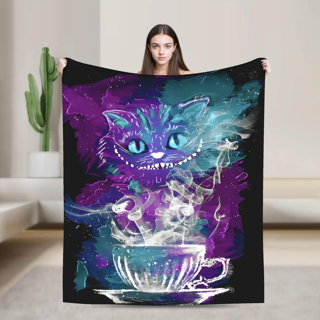 Kreslená Alenka v říši divů Kočka Šklíba Deka Fleece Vtipné Teplé Přehozy na Domácnost Jaro Podzim