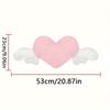 2pcs Plush Heart Car Pillow with Angel Wings - Neck Support for Seat - Fashionable Fabric Interior Accessories for Women's Car