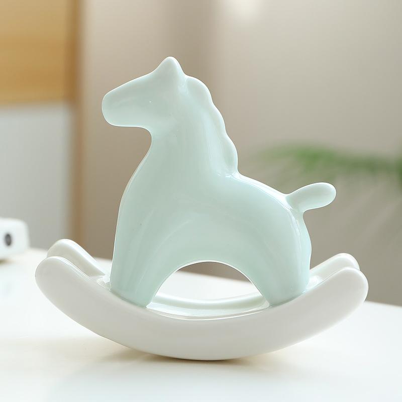 Modern Minimalist Ceramic Rocking Horse Tea Pet Vintage Lucky Model Tea Figurine Play Toys Tea Statue Ornaments Supplies Craft