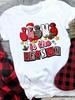 (Asian Size) Tree Lovely Letter Style Women Holiday Print Tee Top Festival Merry Christmas New Year Casual  Lady Short Sleeve Fashion Graphic T-shirts