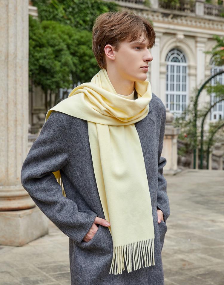 Men's and Women's High-End Wool Cashmere Scarf - Korean Style Solid Gray, Versatile Winter Accessory