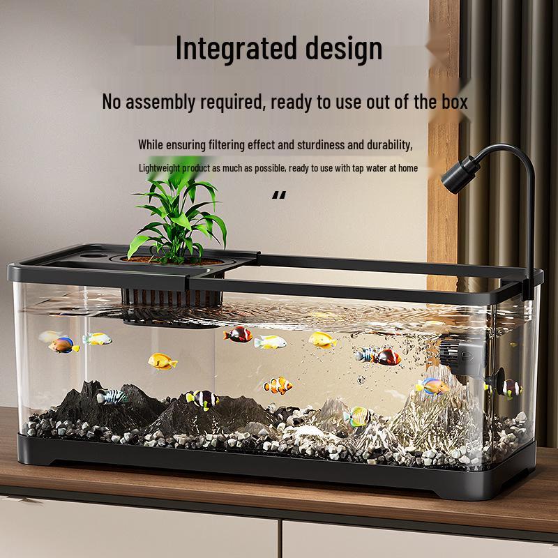 Living Room Ecological Fish Tank with Oxygenation and Wave-Making Features