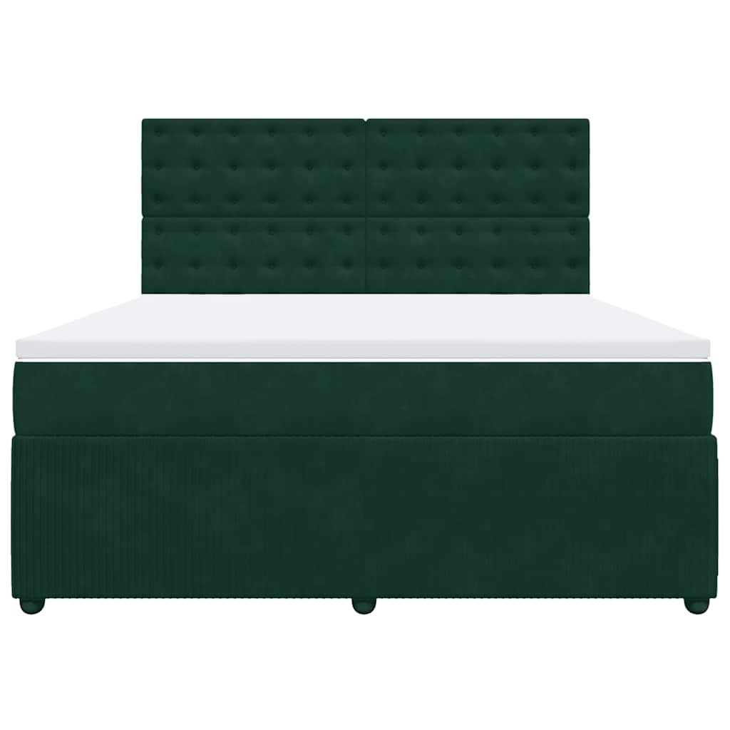 Box Spring Bed with Mattress Dark Green 180 X 200 Cm Velvet