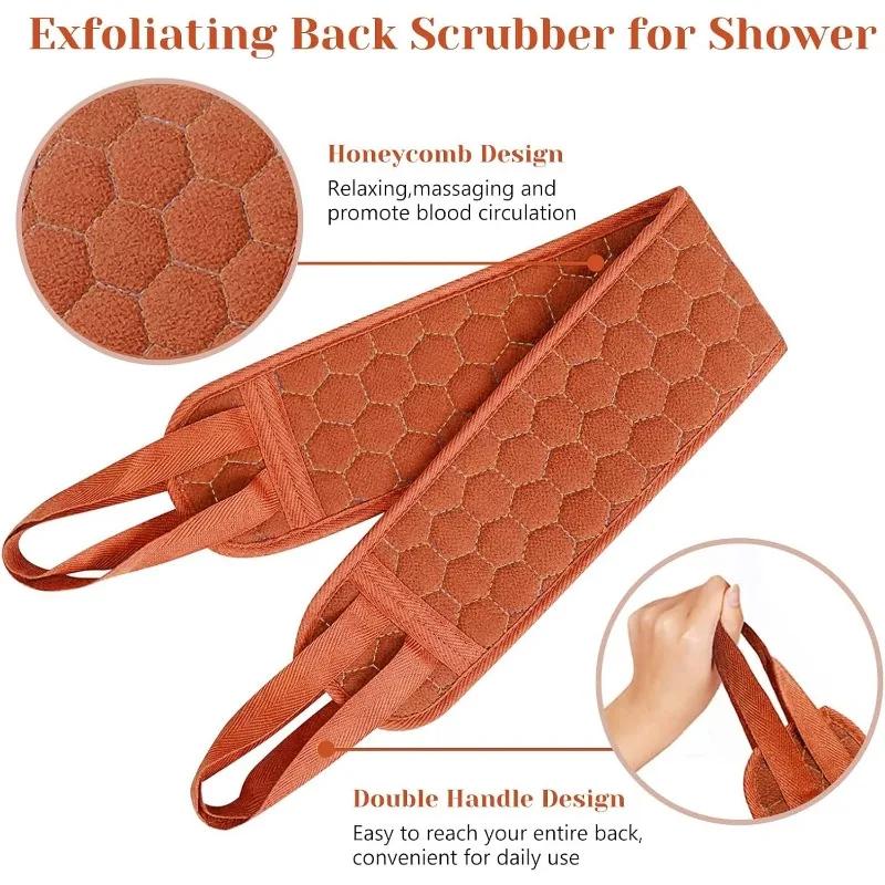 Masážny chrbát s rúčkami Obojstranný exfoliačný masážny chrbát Masážna utierka na chrbát Exfoliačná umývacia handrička Domáca kúpeľová pomôcka