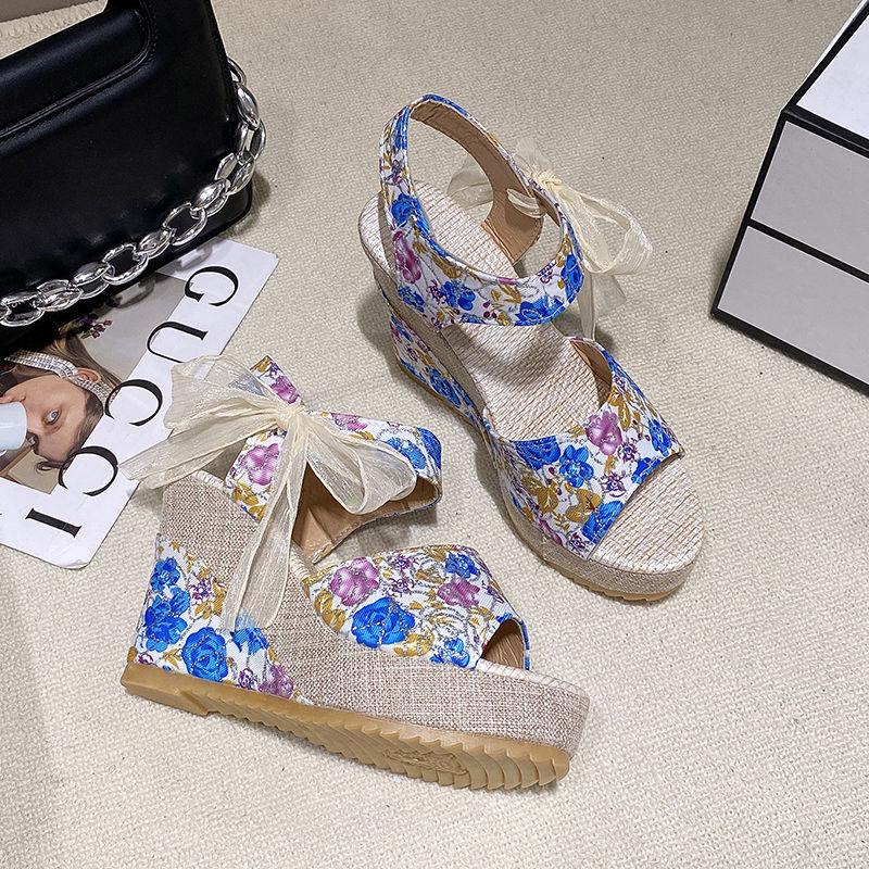 

Fashion Women s Sandals Print Platform Wedge Waterproof Ladies Shoes Wedges Heel Casual 2025 Luxury Summer Sale Designer on Shoe Sandal 35