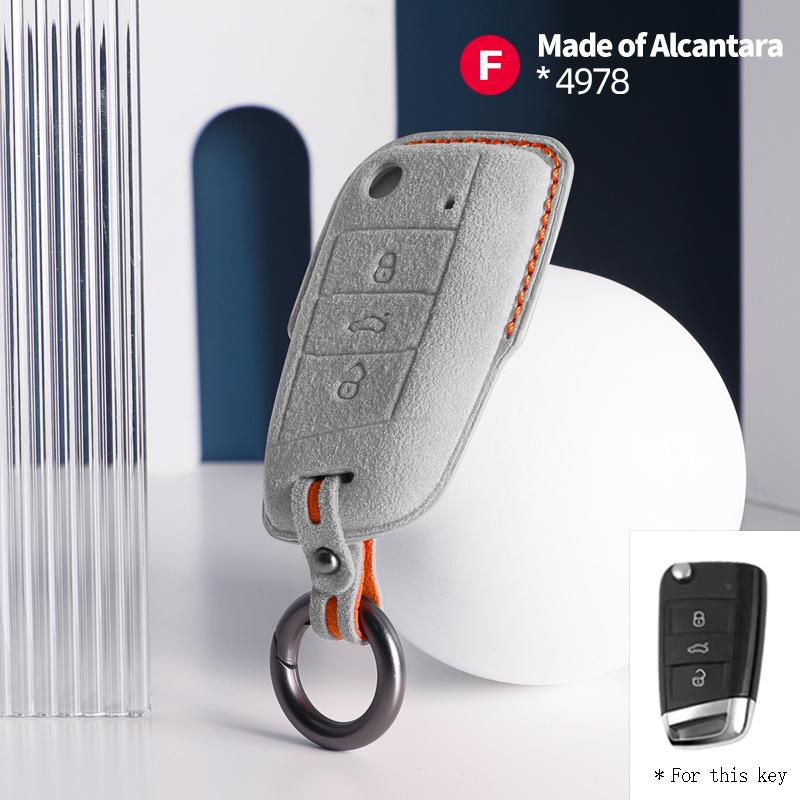 Interior Mouldings Car Key Case Alcantara Keychain For VW Volkswagen Golf 7 MK7 Tiguan MK2 Passat Sagitar Cover Shell Auto Inter