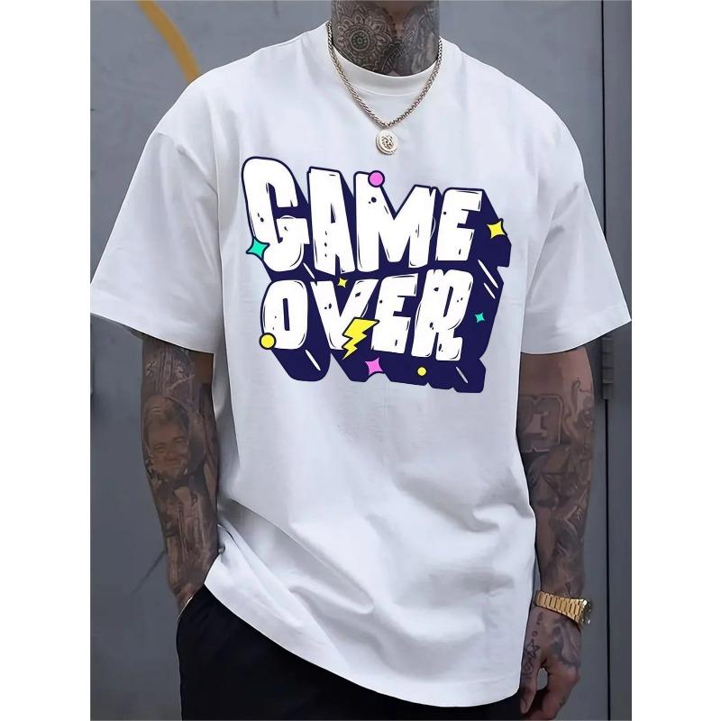 

European Size Short-Sleeved Casual for Sports Shirt for Men Featuring a Stylish 2D Print, Made from Stretchy And Comfortable Material 4XL білий