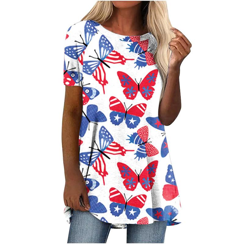 

Летняя футболка с принтом американского флага США в формате 3D, женская уличная одежда с коротким рукавом, топы Y2K, футболки, женская одежда больших размеров 5XL